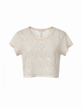 Vintage Y2K Free People Lace Crop Top Cream Boho Sheer USA